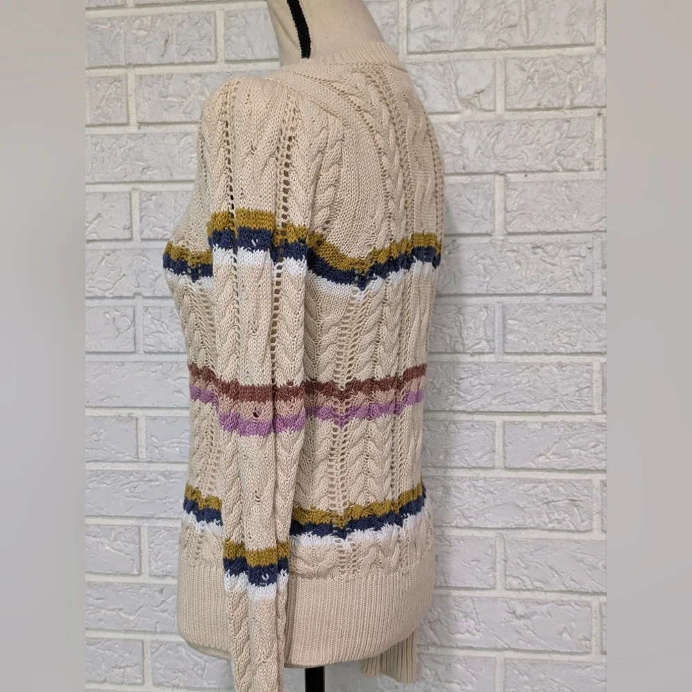 Heartloom Rossini Cable Stitch Pullover Sweater XS Fall Autumn Stripe Relaxed - Picture 4 of 12